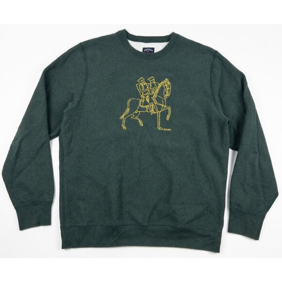Noah NY Sweatshirt Men's Large Embroidered Horse Knight Crewneck Green New York - Picture 2 of 12